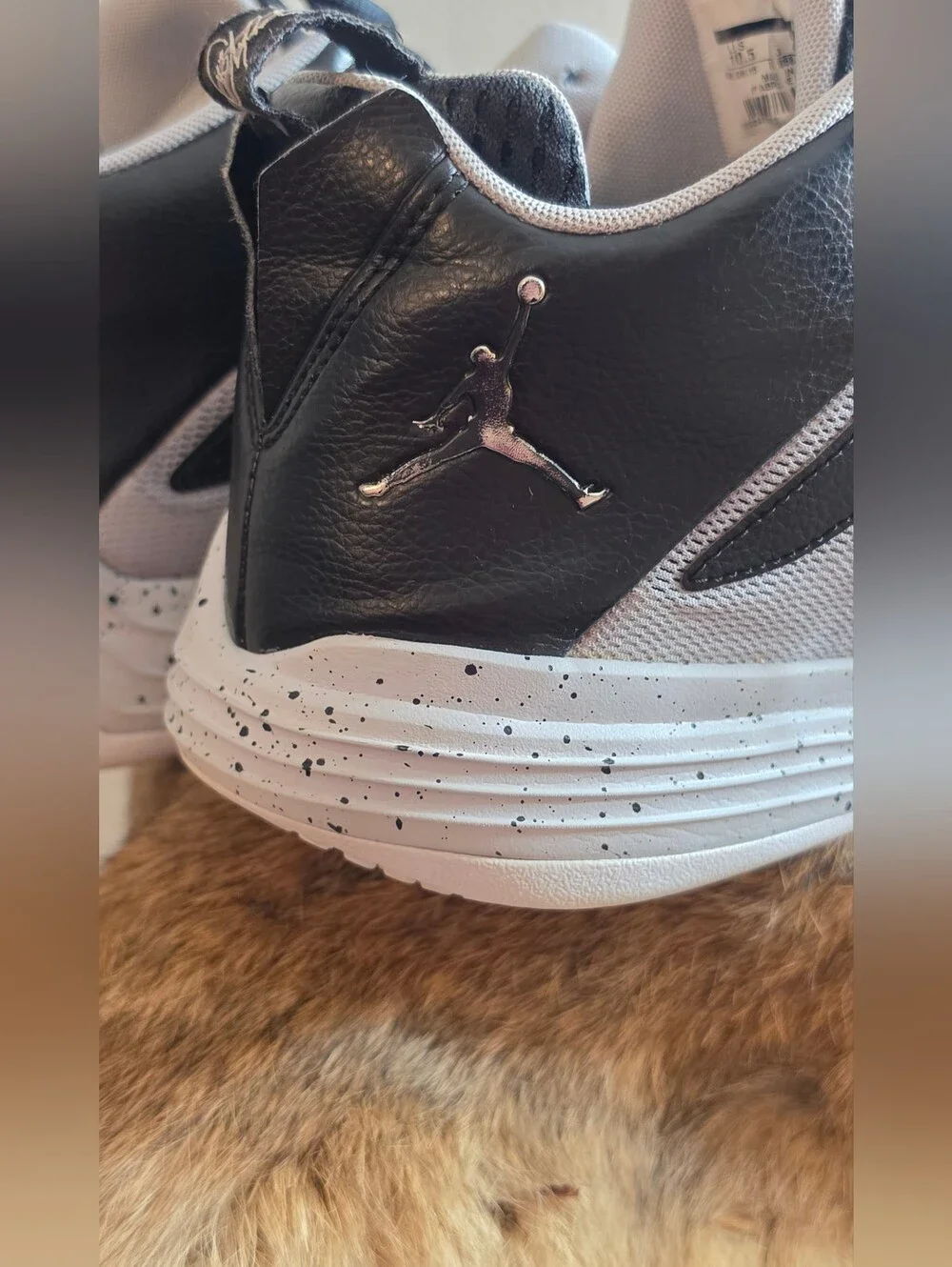 Jordan Men's Gray and Black High-Top Athletic Basketball Shoes